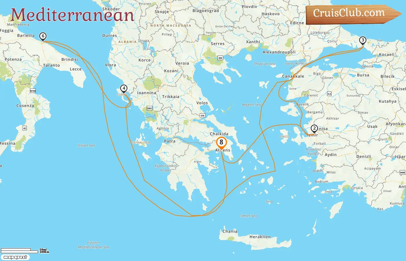 Cruise in the Mediterranean from Piraeus aboard MSC Sinfonia ship with visits to Greece, Turkey, and Italy for 8 days