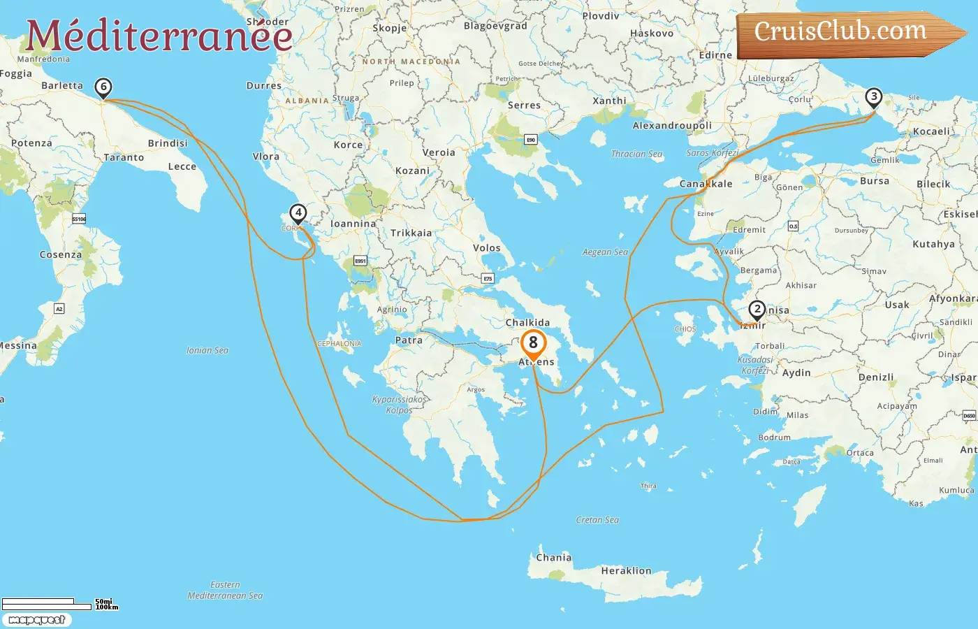 Croisière en Méditerranée au départ du Pirée à bord du navire MSC Sinfonia avec des escales en Grèce, en Turquie et en Italie pendant 8 jours
