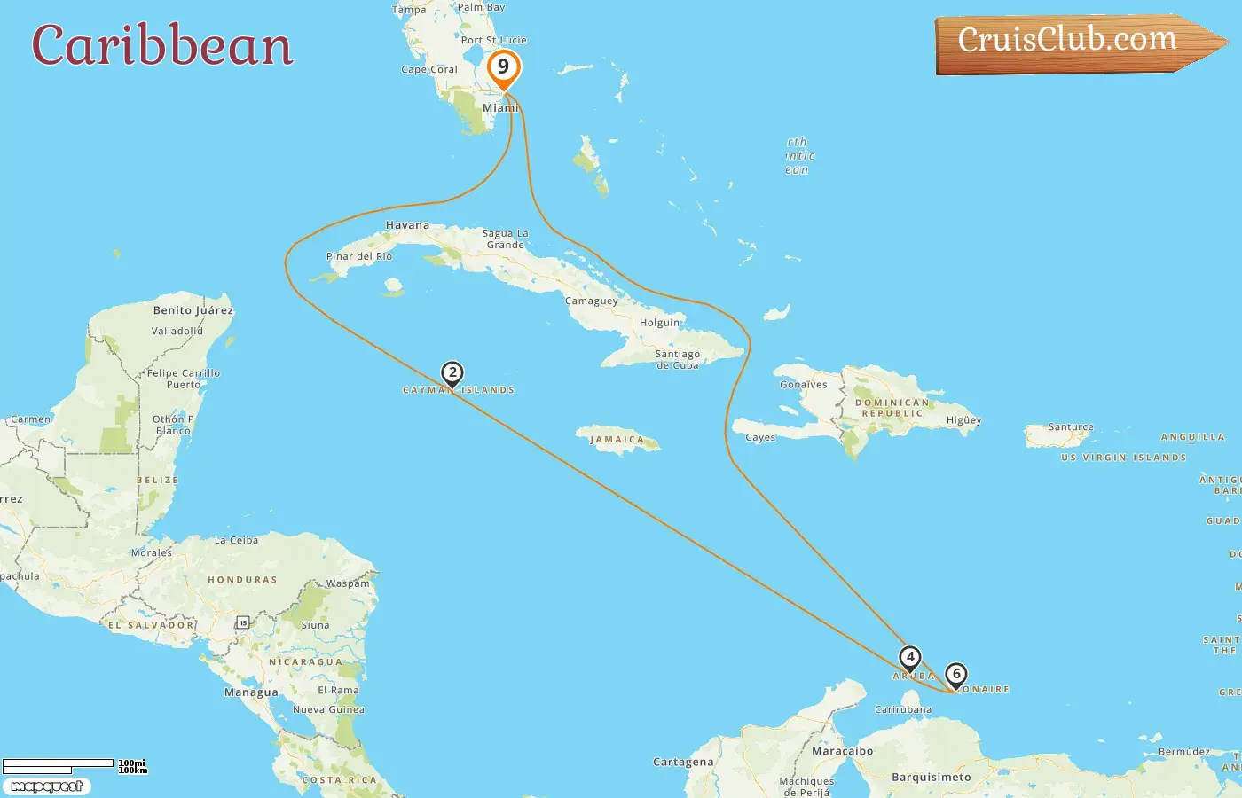 Cruise in the Caribbean from Fort Lauderdale aboard Celebrity Silhouette ship with visits to USA, Cayman Islands, Aruba, and Curaçao for 9 days