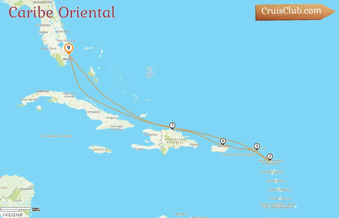 Crucero por el Caribe Oriental desde Fort Lauderdale a bordo del barco Celebrity Eclipse con visitas a Estados Unidos, Puerto Rico y República Dominicana durante 9 días