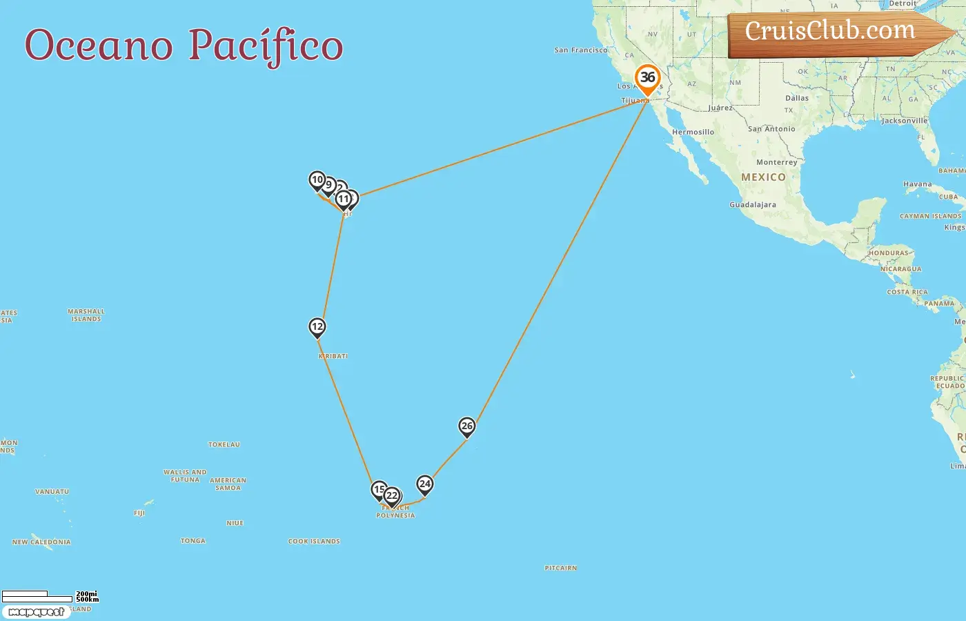 Cruzeiro no Sul do Pacífico de San Diego a bordo do navio Nieuw Amsterdam com escalas nos EUA, Kiribati e Polinésia Francesa por 36 dias