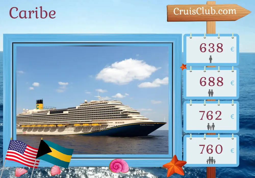 Cruzeiro no Caribe de Port Canaveral / Orlando a bordo do navio Carnival Venezia com visitas aos EUA e Bahamas por 4 dias
