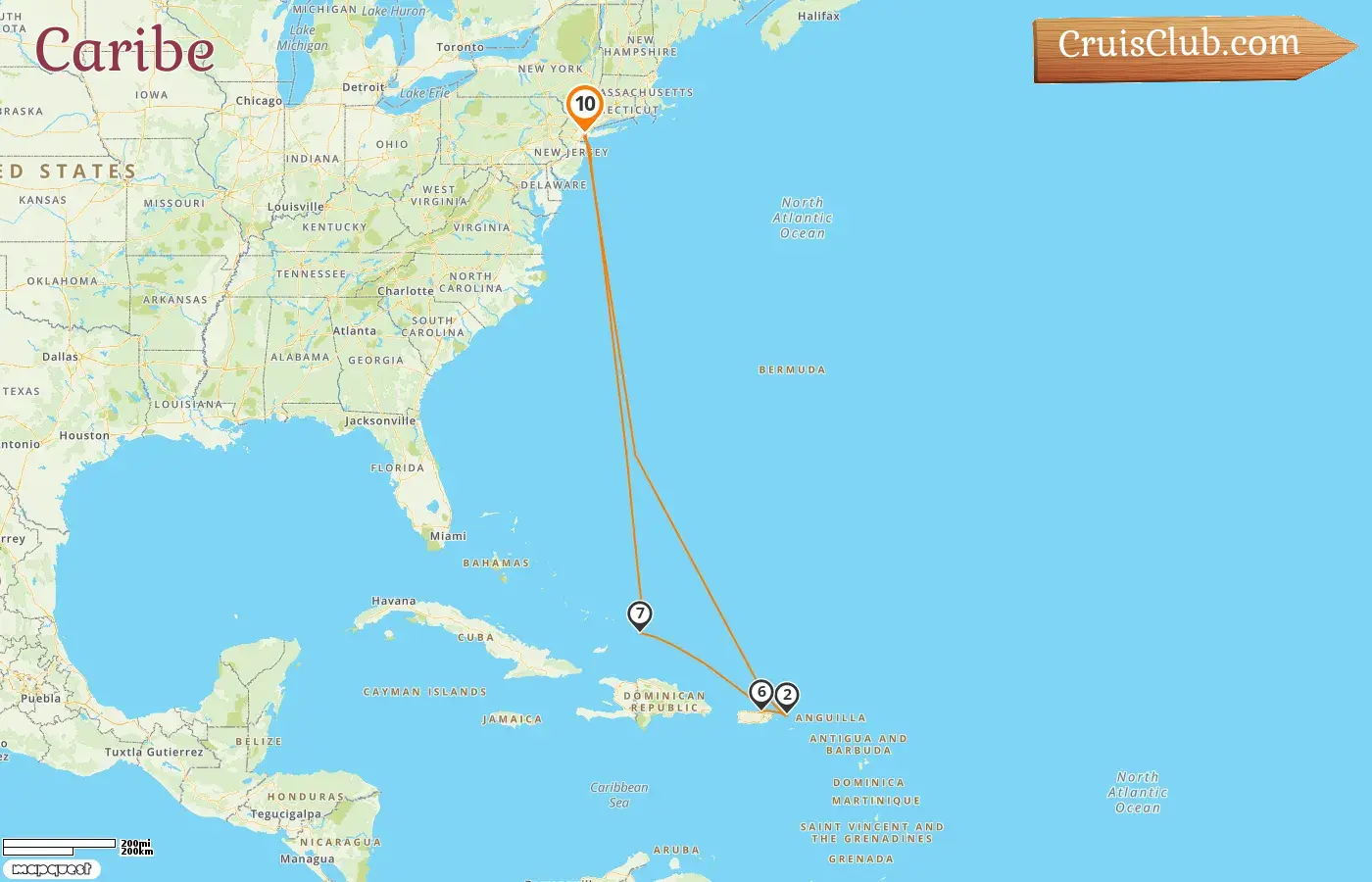 Crucero por el Caribe desde Nueva York a bordo del barco Carnival Venezia con visitas a EE. UU. y Puerto Rico durante 10 días