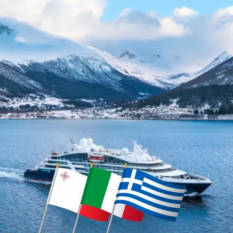 Cruise in the Mediterranean from Valletta to Piraeus aboard Le Bougainville ship with visits to Malta, Italy, and Greece for 8 days
