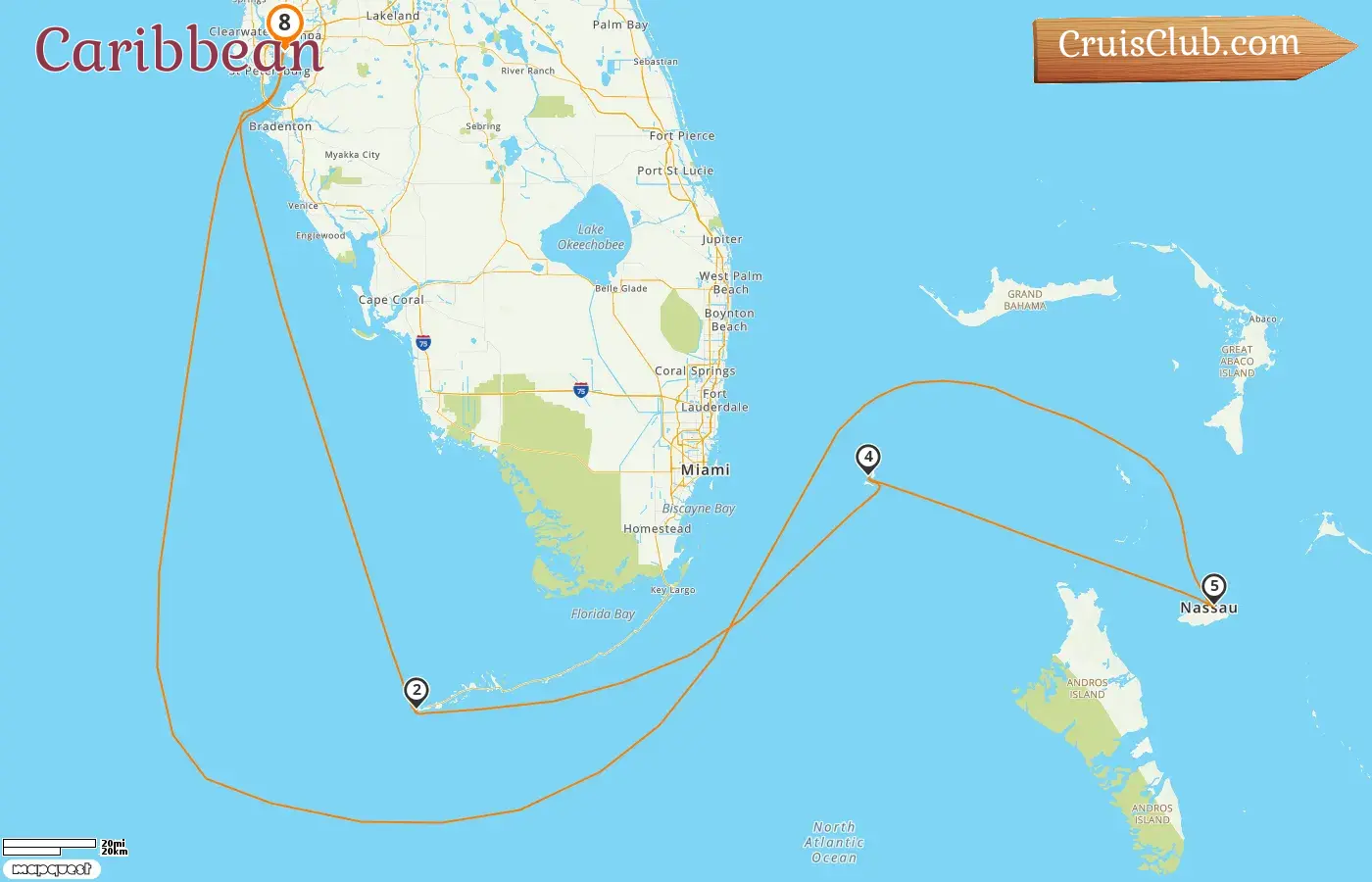 Cruise in the Caribbean from Tampa aboard Celebrity Constellation ship with visits to USA and Bahamas for 8 days