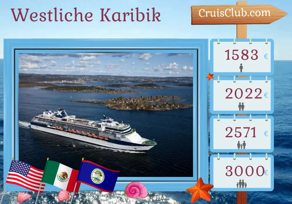 Kreuzfahrt in der westlichen Karibik ab Tampa an Bord des Schiffes Celebrity Constellation mit Besuchen in den USA, Mexiko und Belize für 8 Tage