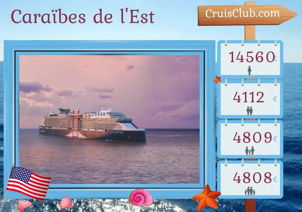 Croisière dans les Caraïbes de l`Est au départ de Miami à bord du navire Célébrity Beyond avec des escales aux États-Unis et en République dominicaine pendant 8 jours