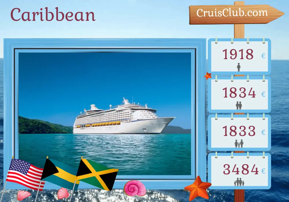 Cruise in the Caribbean from Port Canaveral / Orlando aboard Adventure of the Seas ship with visits to USA, Bahamas, Jamaica, and Haiti for 7 days