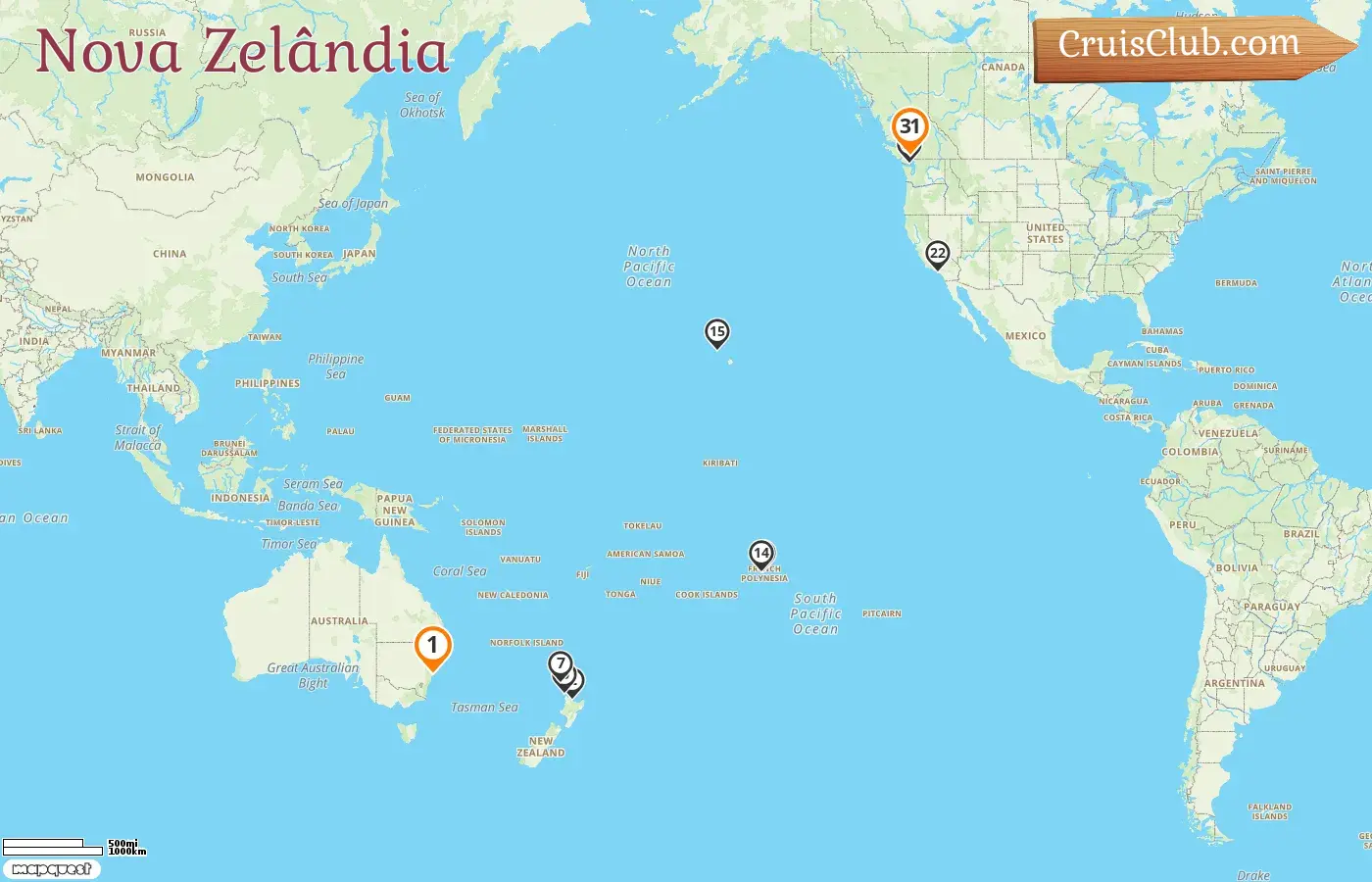 Cruzeiro da Nova Zelândia de Sydney para Vancouver a bordo do navio Discovery Princess com visitas à Austrália, Nova Zelândia, Polinésia Francesa, EUA e Canadá por 31 dias