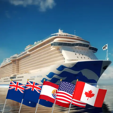 Croisière en Nouvelle-Zélande de Sydney à Vancouver à bord du navire Discovery Princess avec des visites en Australie, en Nouvelle-Zélande, en Polynésie française, aux États-Unis et au Canada pendant 31 jours
