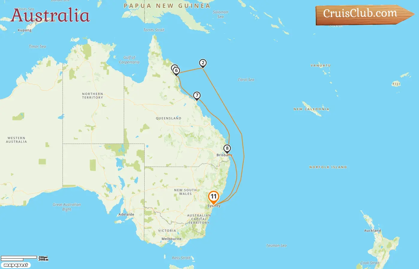 Cruise in the Australia from Sydney aboard Discovery Princess ship with visits to Australia for 11 days