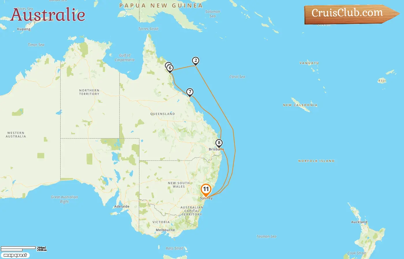 Croisière en Australie au départ de Sydney à bord du navire Discovery Princess avec visites en Australie pendant 11 jours