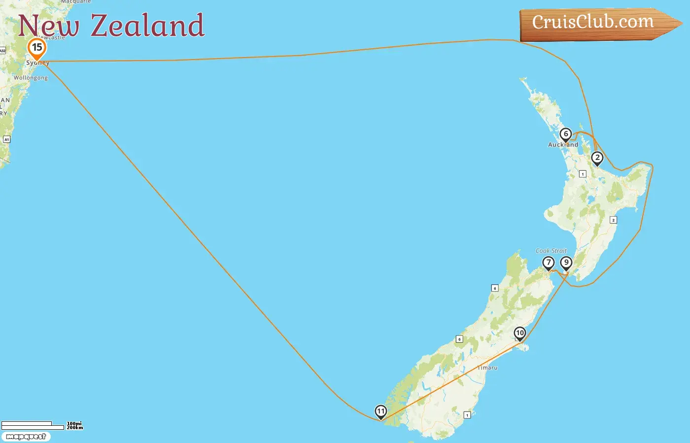 Cruise in the New Zealand from Sydney aboard Discovery Princess ship with visits to Australia and New Zealand for 15 days