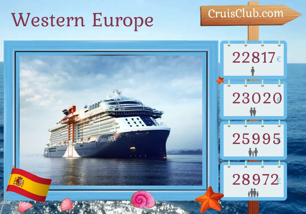 Cruise in the Western Europe from Southampton aboard Celebrity Apex ship with visits to Spain for 12 days