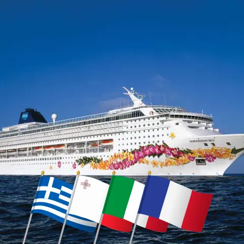 Cruzeiro no Mediterrâneo de Istambul a Civitavecchia a bordo do navio Norwegian Sky com visitas à Turquia, Grécia, Malta, Itália e França por 13 dias