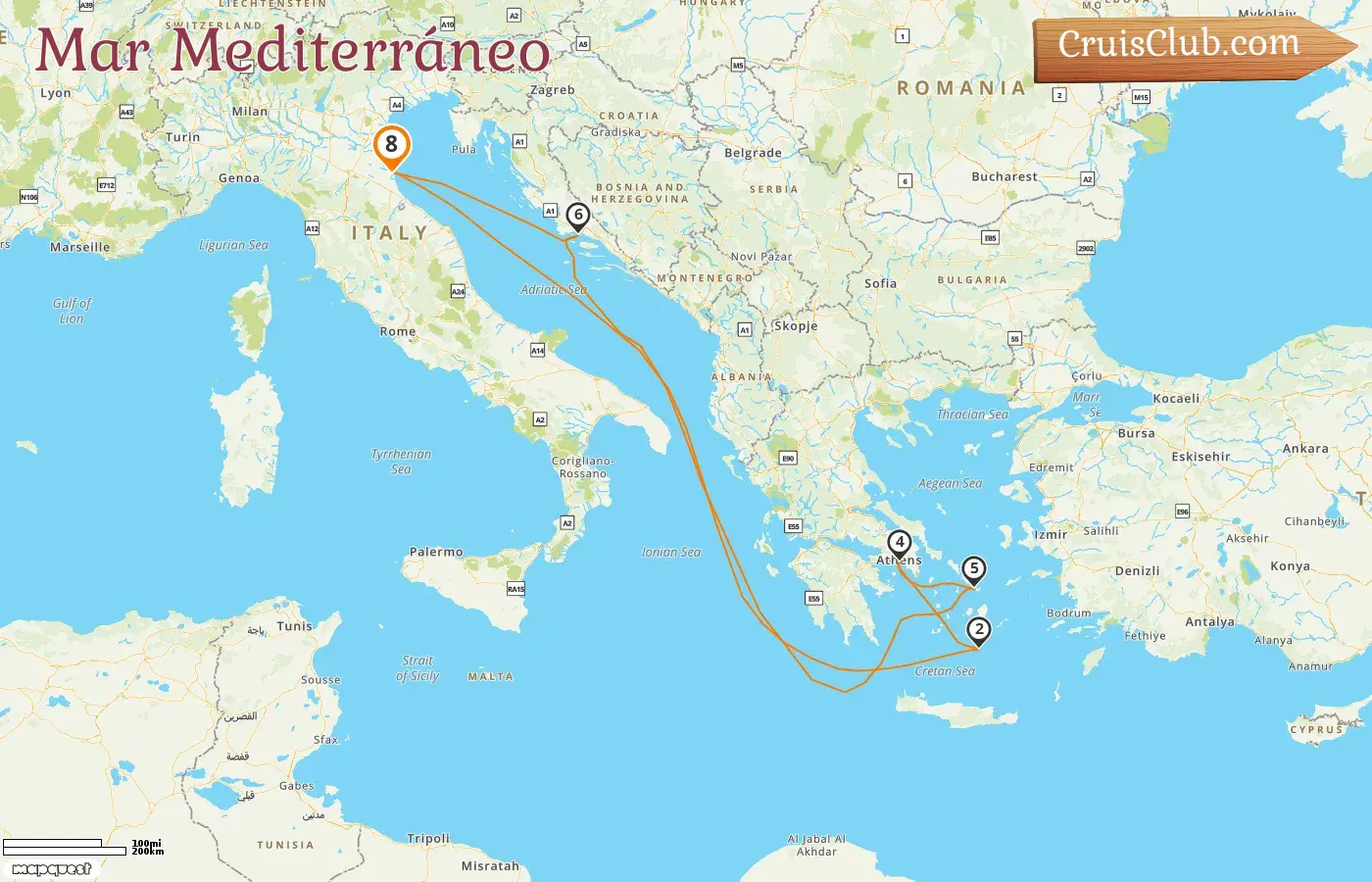 Crucero por el Mediterráneo desde Ravenna a bordo del barco Explorer of the Seas con visitas a Italia, Grecia y Croacia durante 8 días