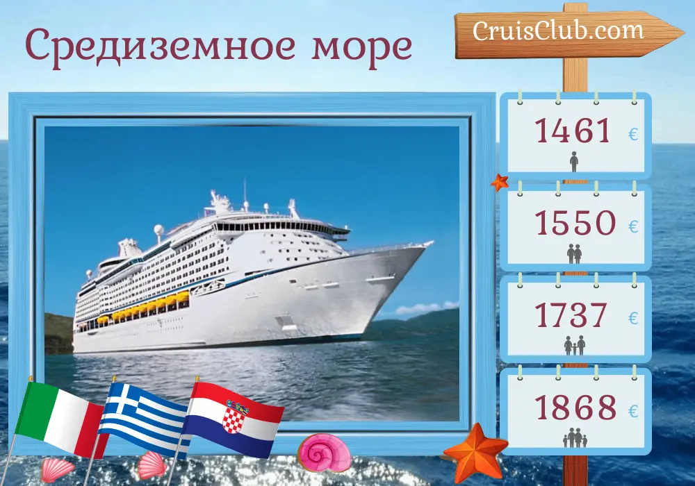 Круиз по Средиземноморью из Равенны на борту круизного судна Explorer of the Seas с посещениями Италии, Греции и Хорватии на 8 дней