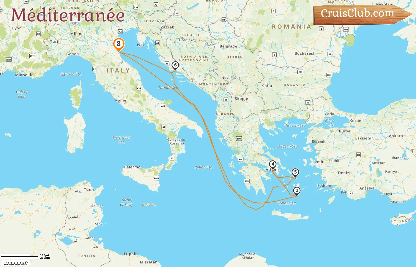 Croisière en Méditerranée au départ de Ravenne à bord du navire Explorer of the Seas avec des escales en Italie, en Grèce et en Croatie pendant 8 jours