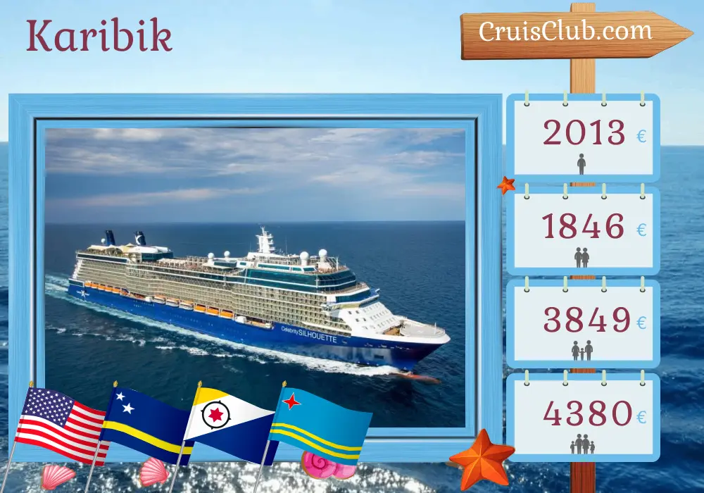 Kreuzfahrt in der Karibik von Boston nach Fort Lauderdale an Bord des Schiffes Celebrity Silhouette mit Besuchen in den USA, Curaçao und Aruba für 11 Tage