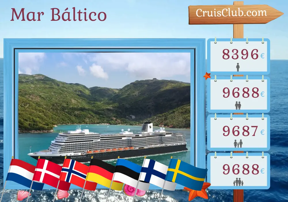 Cruise en el Mar Báltico desde Rotterdam a bordo del barco Rotterdam con visitas a Países Bajos, Dinamarca, Noruega, Alemania, Estonia, Finlandia y Suecia durante 22 días