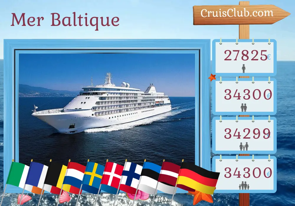 Croisière en mer Baltique de Belfast à Hambourg à bord du navire Silver Shadow avec des escales sur l`île de Man, en Irlande, à Jersey, en France, en Belgique, aux Pays-Bas, en Suède, au Danemark, en Finlande, en Estonie, en Lettonie et en Allemagne pendant 29 jours