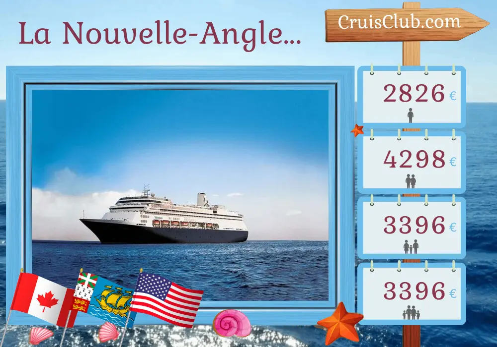 Croisière dans la Nouvelle-Angleterre de Montréal à Boston à bord du navire Volendam avec des visites au Canada, à Saint-Pierre-et-Miquelon et aux États-Unis pendant 11 jours