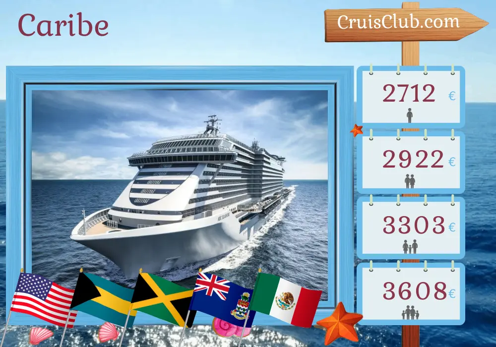 Crucero por el Caribe desde Port Canaveral / Orlando a bordo del barco MSC Seashore con visitas a Estados Unidos, Bahamas, Jamaica, Islas Caimán, México, República Dominicana y Puerto Rico durante 15 días