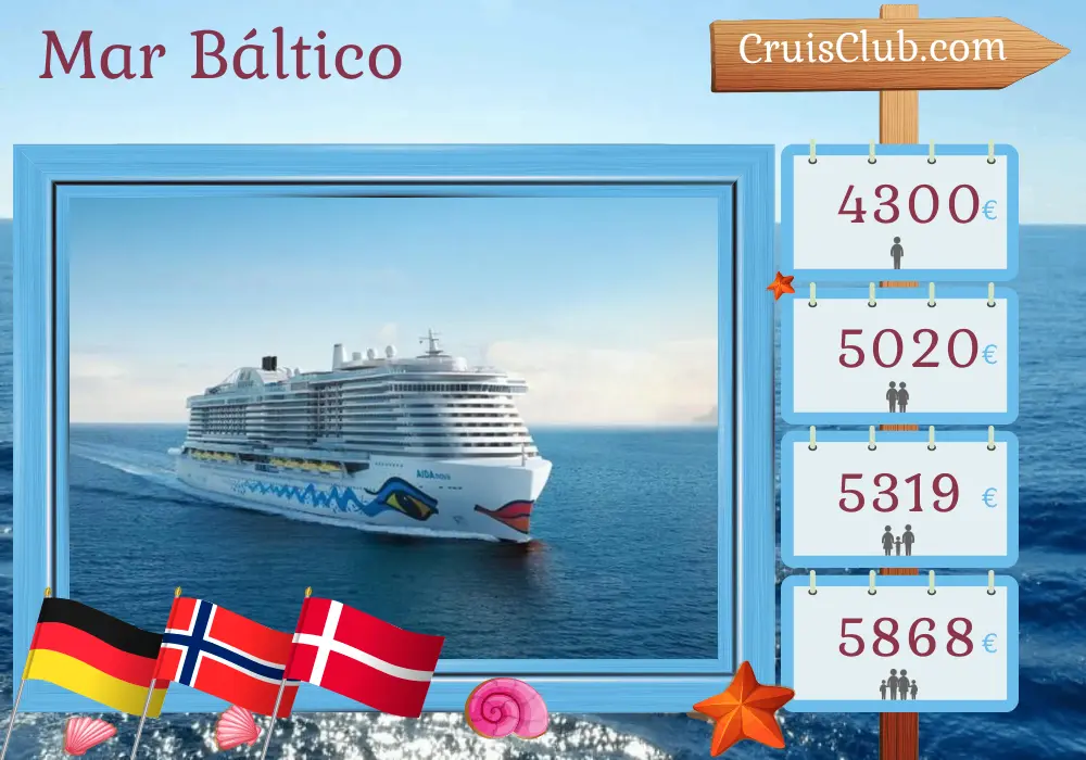 Crucero en el mar Báltico desde Kiel a bordo del barco AIDAnova con visitas a Alemania, Noruega y Dinamarca durante 15 días