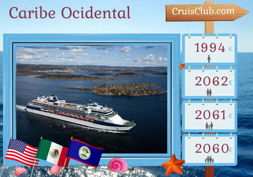 Cruzeiro no Caribe Ocidental saindo de Tampa a bordo do navio Celebrity Constellation com visitas aos Estados Unidos, México, Honduras e Belize por 8 dias