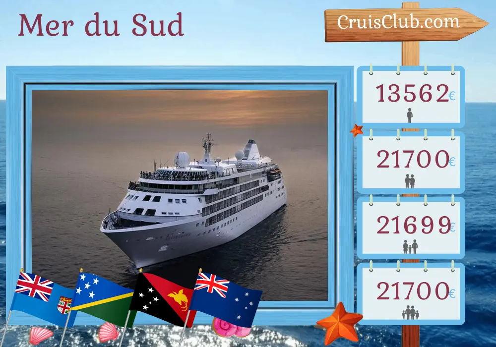 Croisière dans le Pacifique Sud de Lautoka à Darwin à bord du navire Silver Cloud avec escales aux Fidji, au Vanuatu, en Papouasie-Nouvelle-Guinée et en Australie pendant 24 jours