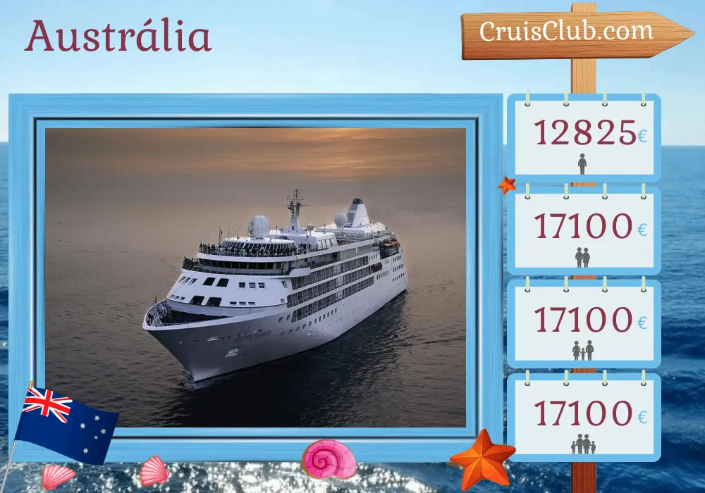 Cruzeiro na Austrália a partir de Darwin a bordo do navio Silver Cloud com visitas à Austrália por 11 dias