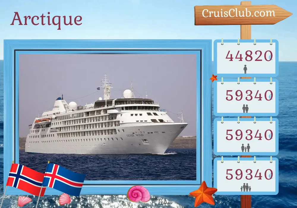 Croisière dans l`Arctique de Longyearbyen à Reykjavik à bord du navire Silver Wind avec des visites en Norvège, au Groenland et en Islande pendant 28 jours