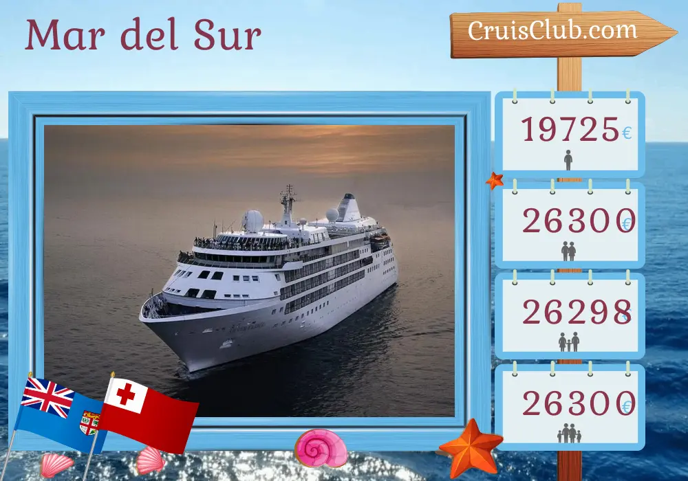 Crucero en el Mar del Sur desde Lautoka a bordo del barco Silver Cloud con visitas a Fiji, Tuvalu, Samoa y Tonga durante 15 días