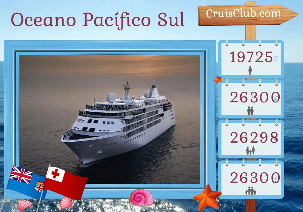 Cruzeiro no Mar do Sul de Lautoka a bordo do navio Silver Cloud com visitas a Fiji, Tuvalu, Samoa e Tonga por 15 dias