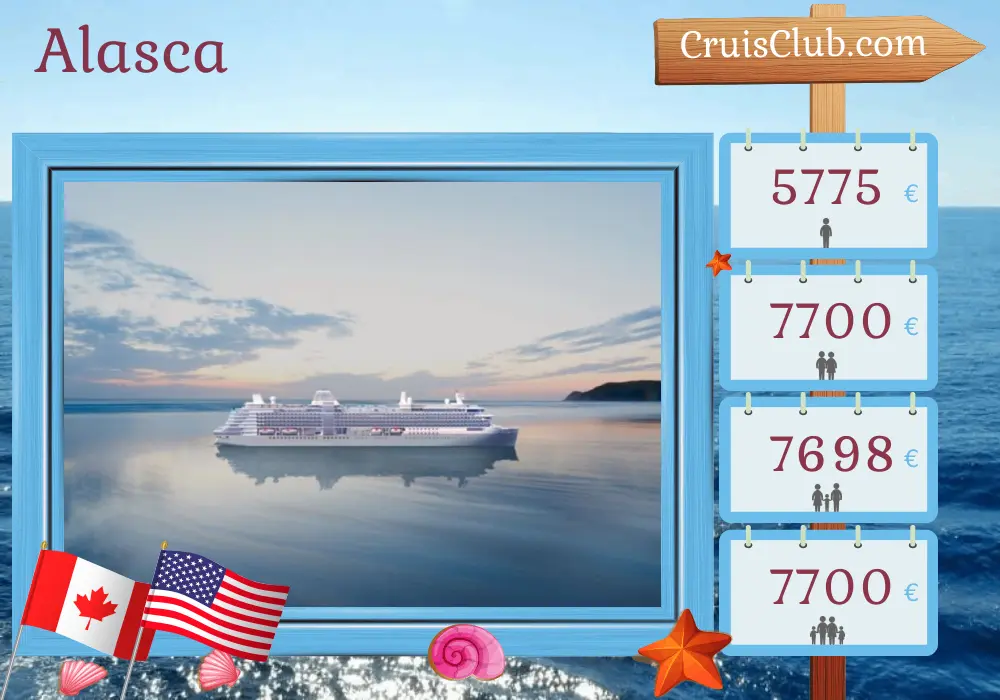 Cruzeiro no Alasca de Vancouver a Seward / Anchorage a bordo do navio Silver Nova com visitas ao Canadá e EUA por 8 dias