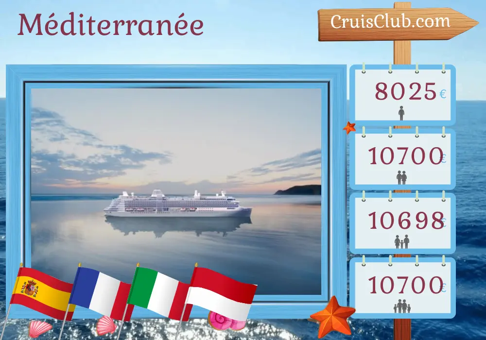 Croisière en Méditerranée de Barcelone à Monte-Carlo à bord du navire Silver Ray avec visites en Espagne, en France, en Italie et à Monaco pendant 9 jours