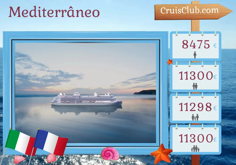 Cruzeiro no Mediterrâneo a partir de Civitavecchia a bordo do navio Silver Ray com visitas à Itália, Tunísia e França por 9 dias