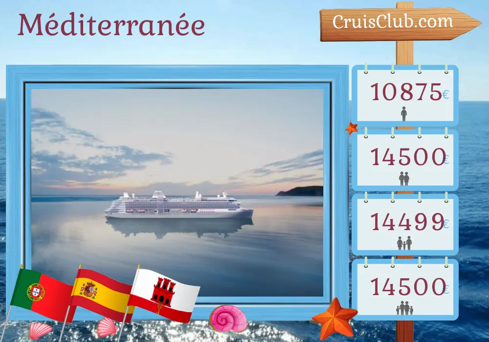 Croisière en Méditerranée de Lisbonne à Barcelone à bord du navire Silver Ray avec des visites au Portugal, en Espagne, au Maroc et à Gibraltar pendant 12 jours