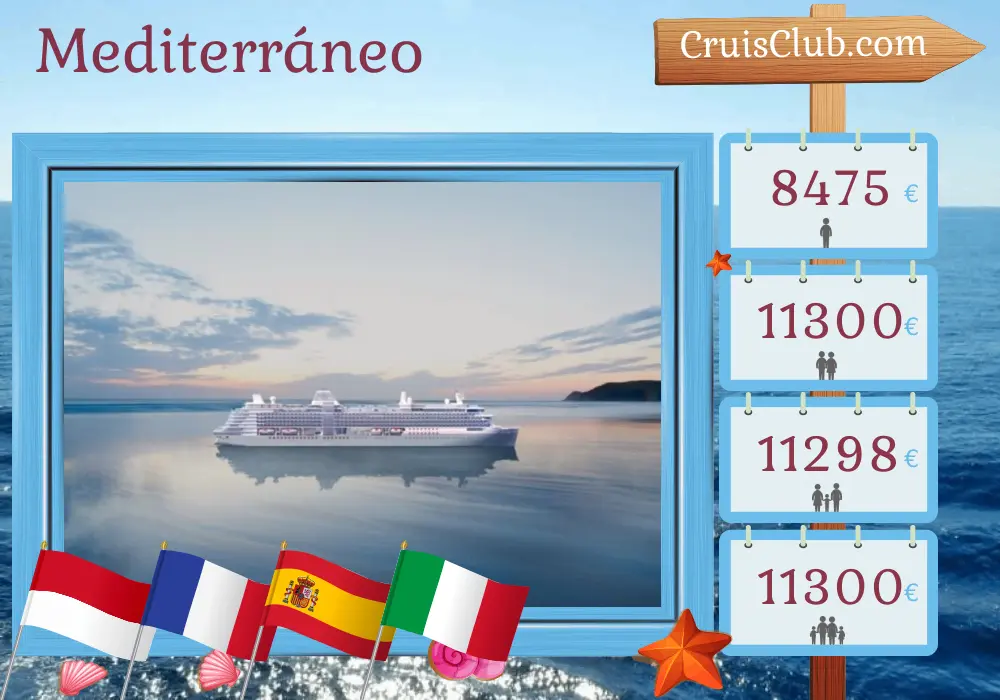 Crucero por el Mediterráneo de Monte Carlo a Civitavecchia a bordo del barco Silver Ray con visitas a Mónaco, Francia, España e Italia durante 9 días