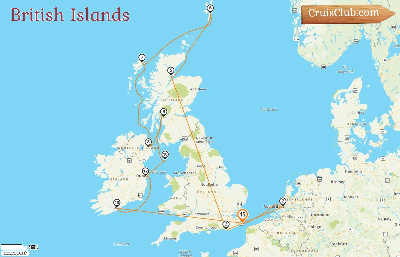 Kreuzfahrt in den britischen Inseln ab Dover an Bord des Schiffes Nieuw Statendam mit Besuchen in den Niederlanden, der Isle of Man und Irland für 15 Tage