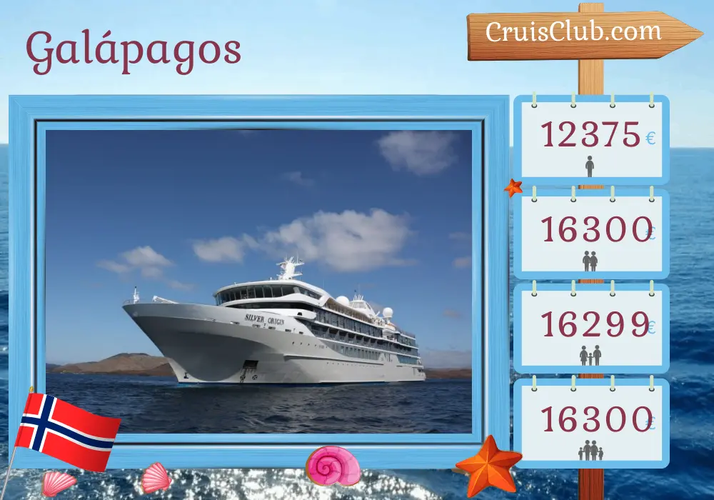 Cruzeiro nas Galápagos a partir de Puerto Baquerizo a bordo do navio Silver Origin, com visitas ao Equador e Noruega por 8 dias