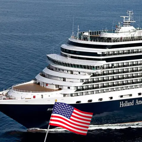 Cruzeiro no Caribe de Fort Lauderdale a bordo do navio Eurodam com visitas aos Estados Unidos, Bahamas, República Dominicana, Curaçao, Aruba, Dominica, Santa Lúcia e São Cristóvão e Névis por 22 dias