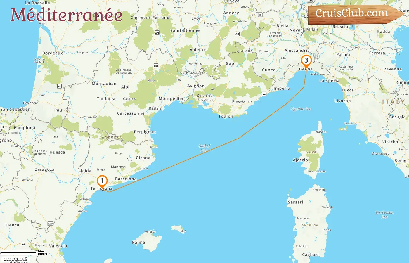 Croisière en Méditerranée de Tarragone à Gênes à bord du navire MSC Fantasia avec des visites en Espagne et en Italie pendant 3 jours