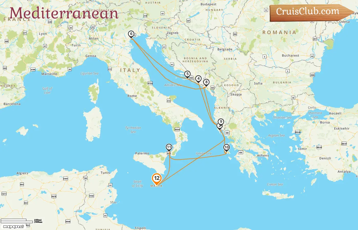 Cruise in the Mediterranean from Valletta aboard Vasco da Gama ship with visits to Malta, Greece, Croatia, Italy, Montenegro, and Albania for 12 days