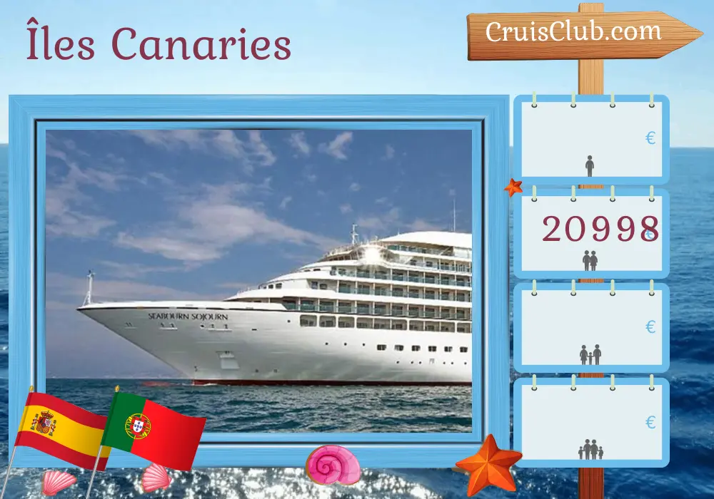 Croisière dans les îles Canaries de Las Palmas à Barcelone à bord du navire Seabourn Sojourn avec des visites en Espagne, au Portugal, au Maroc et à Gibraltar pendant 22 jours