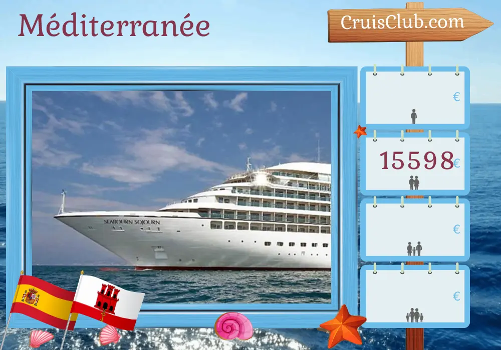 Croisière en Méditerranée de Barcelone à Las Palmas à bord du navire Seabourn Sojourn avec des escales en Espagne, à Gibraltar et au Maroc pendant 15 jours