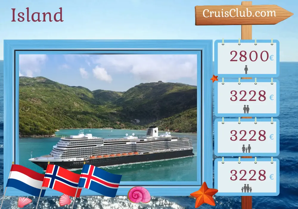 Kreuzfahrt in Island von Rotterdam nach Reykjavik an Bord des Schiffes Rotterdam mit Besuchen in den Niederlanden, Norwegen und Island für 8 Tage