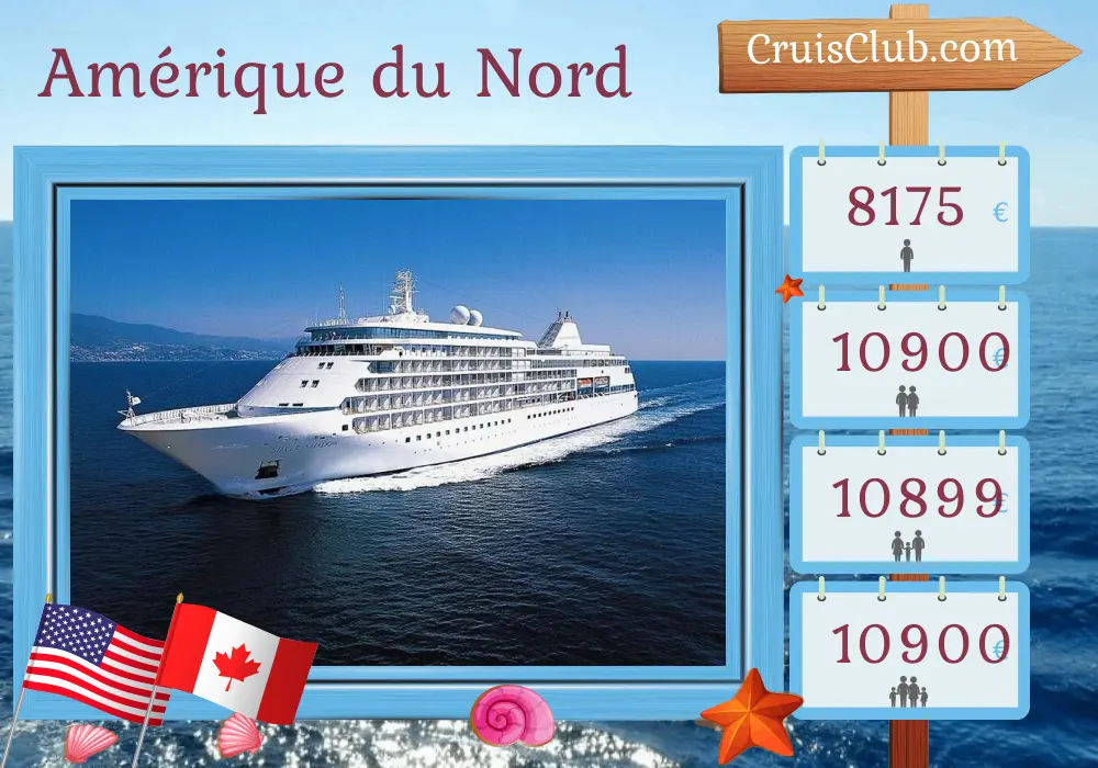 Croisière en Amérique du Nord de New York à Montréal à bord du navire Silver Shadow avec des visites aux États-Unis et au Canada pendant 12 jours