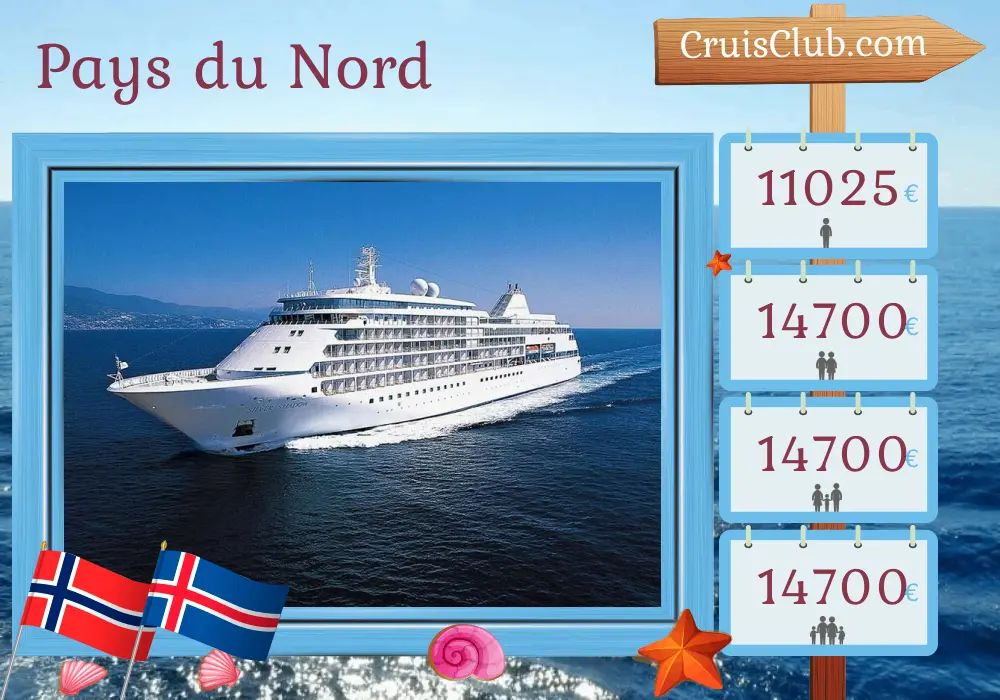Croisière dans le Nord depuis Tromsø vers Reykjavik à bord du navire Silver Shadow avec visites en Norvège et en Islande pendant 15 jours