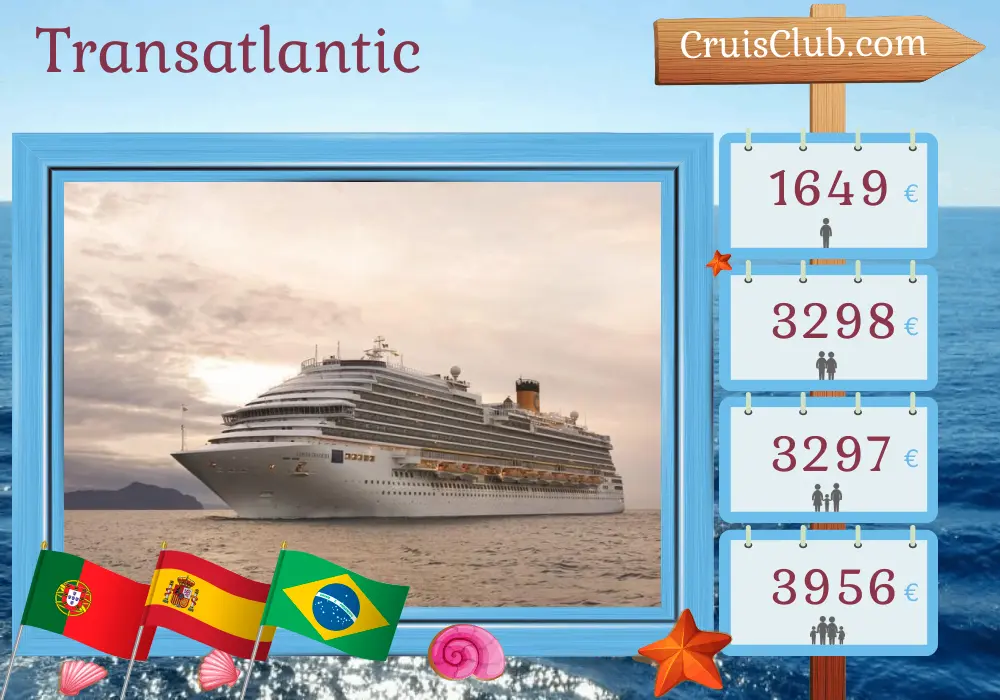 Transatlantic Cruise Lisbon to Santos Aboard Costa Diadema
